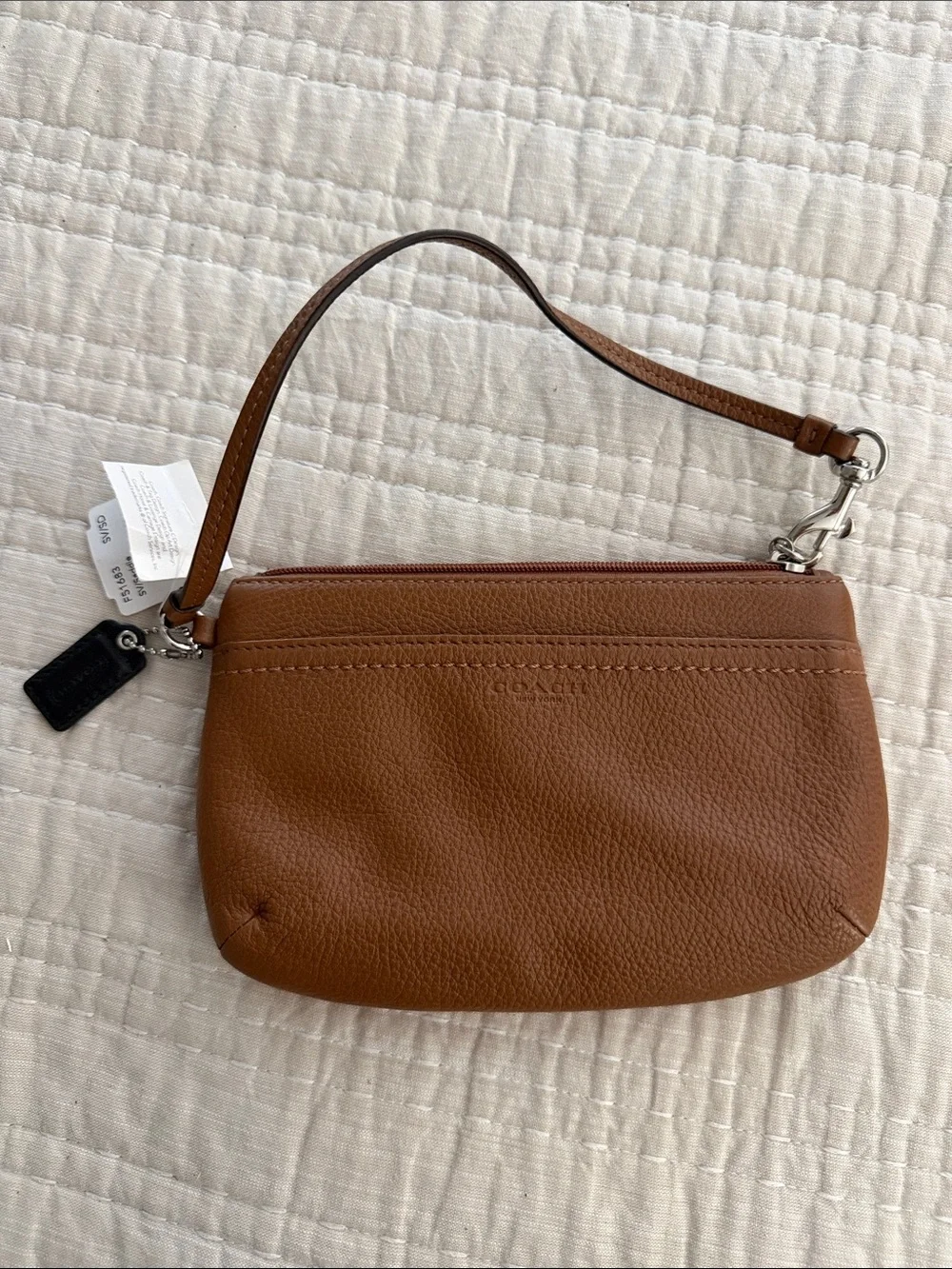 Coach Brown saddle Leather Wristlet Clutch